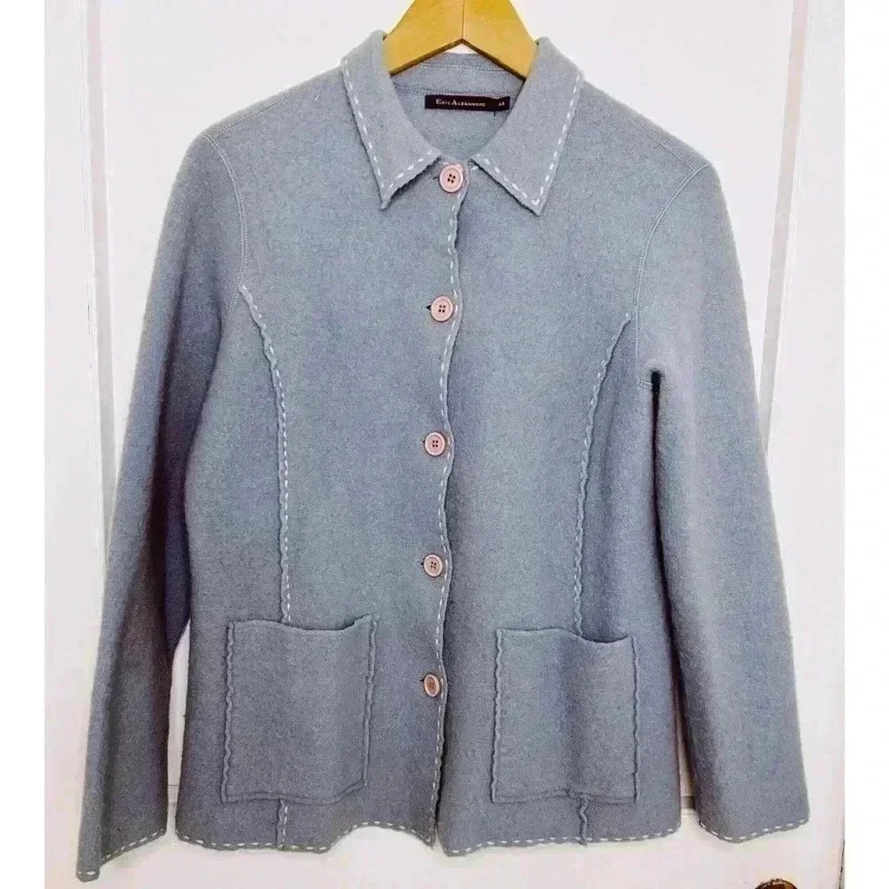 Eric Alexandre 100% Boiled Wool Jacket with  White Detailing